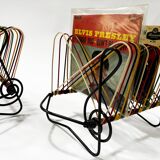 Vintage Vinyl Storage • 45 RPM Holder • Lacquered Metal • Scoubidou • 1950