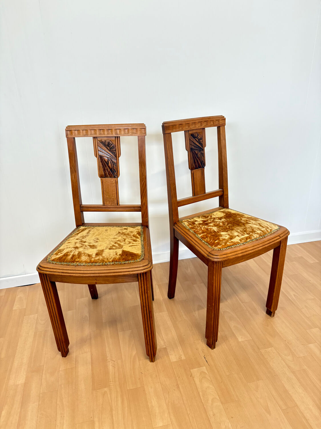 2 burgundy Art Deco chairs