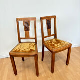 2 burgundy Art Deco chairs