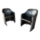 Pair of “S142” armchairs by Eugenio Gerli for Tecno – black leather