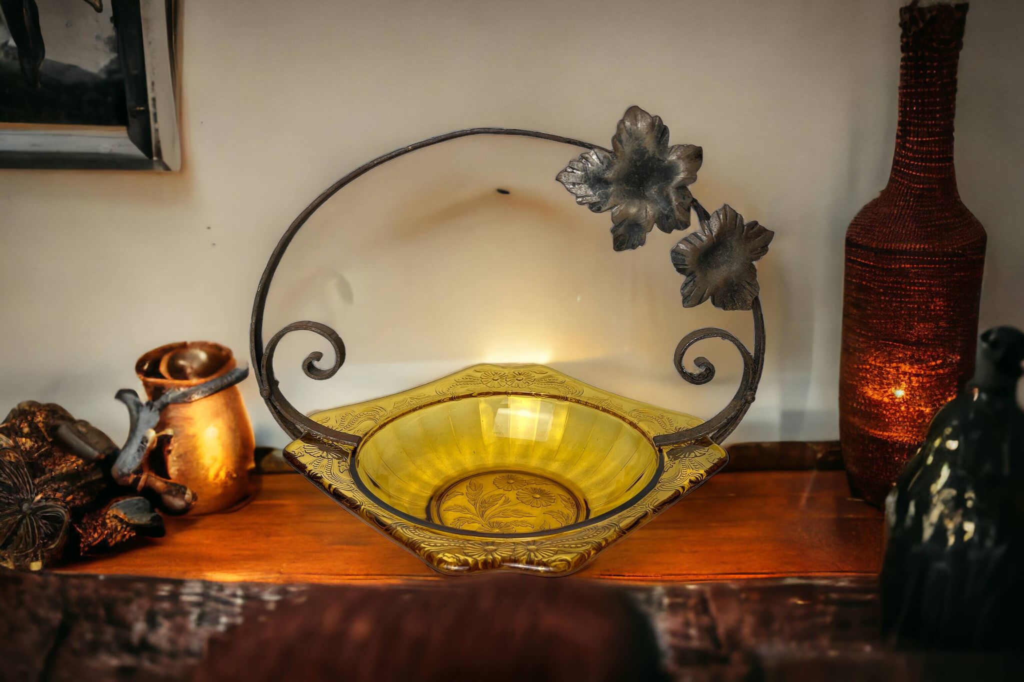 Art Deco, Val Saint Lambert amber glass bowl circa 1930