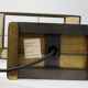 Brass table lamp with black rectangular shade by Deknudt, Belgium, 1970s