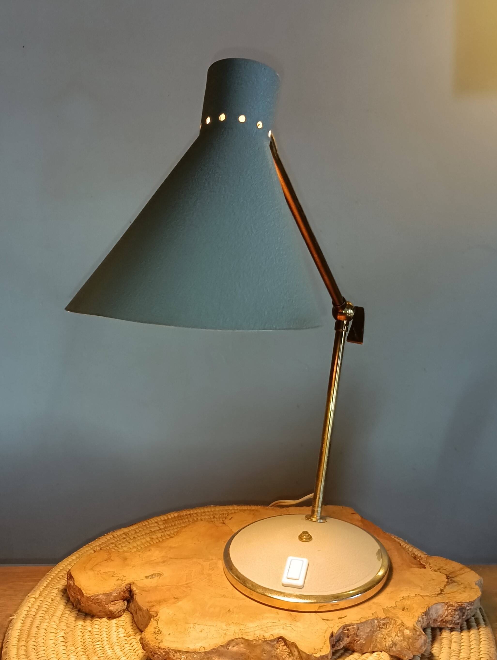 Gray metal diabolo lamp, 1950