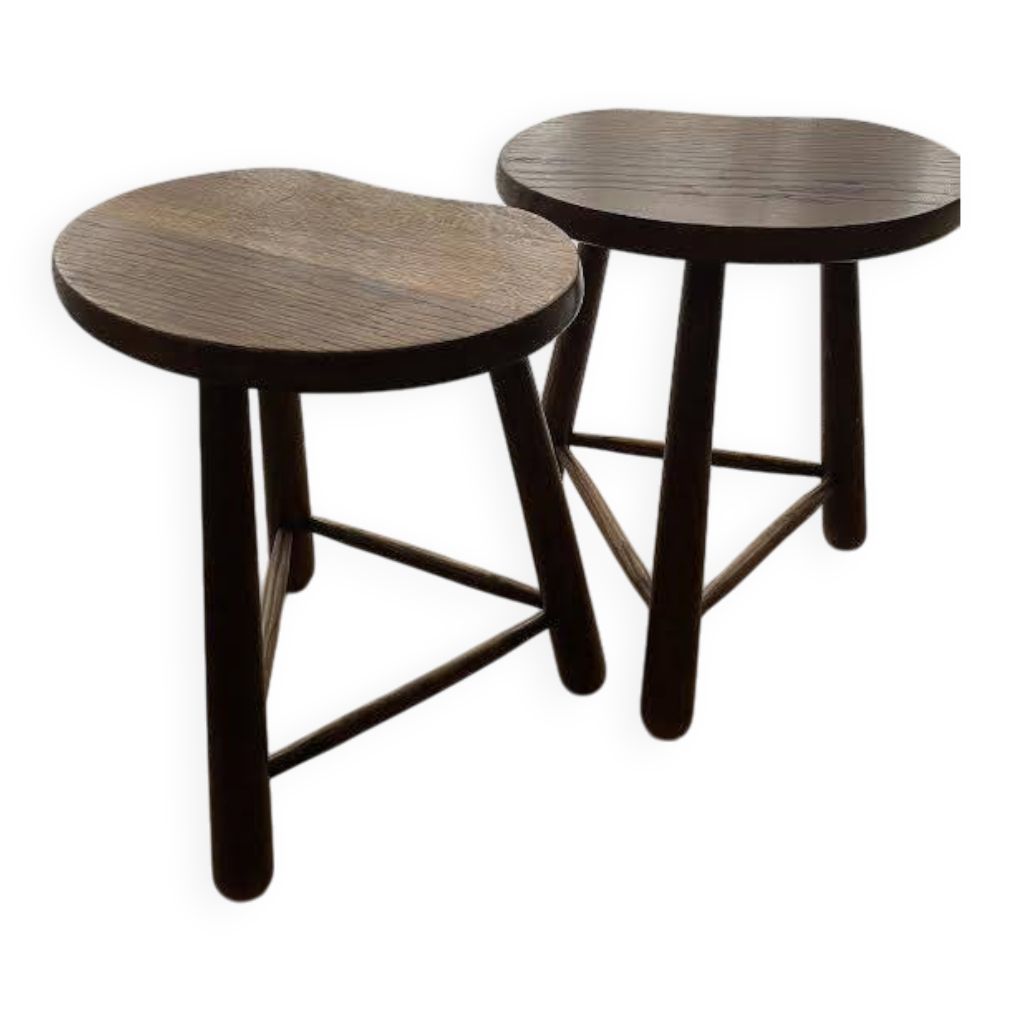 Solid oak tripod stools