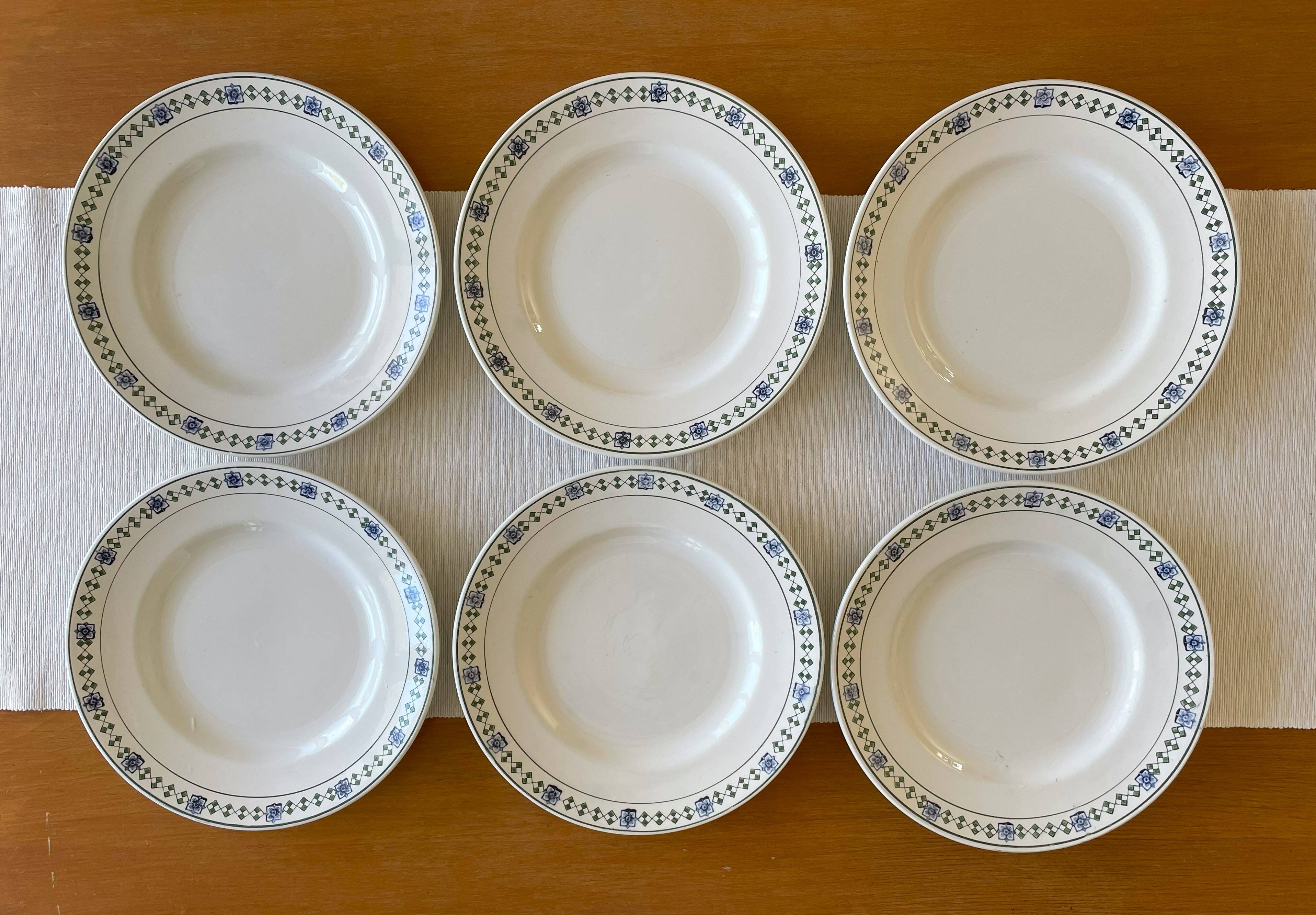 6 old earthenware plates from Saint-Amand (North)