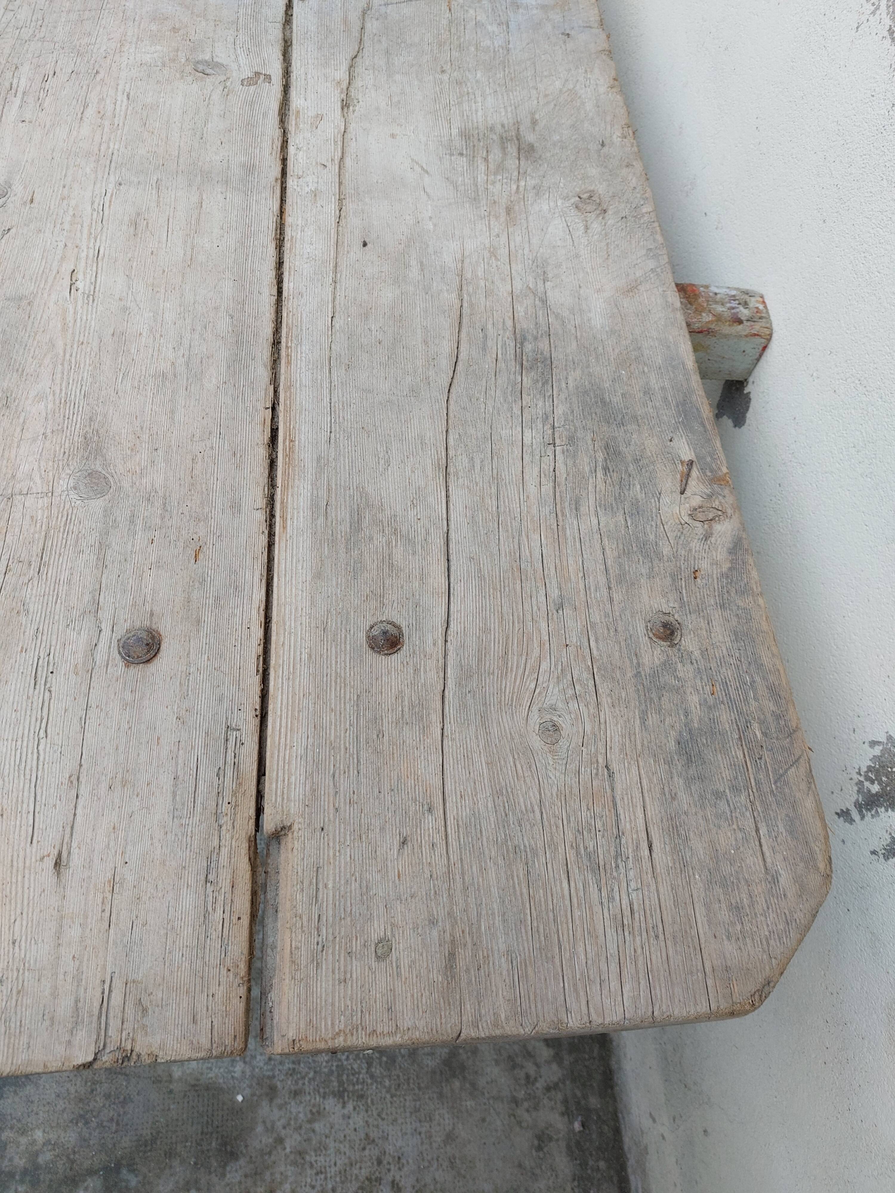 Workshop table in old wood 1950 -3m50