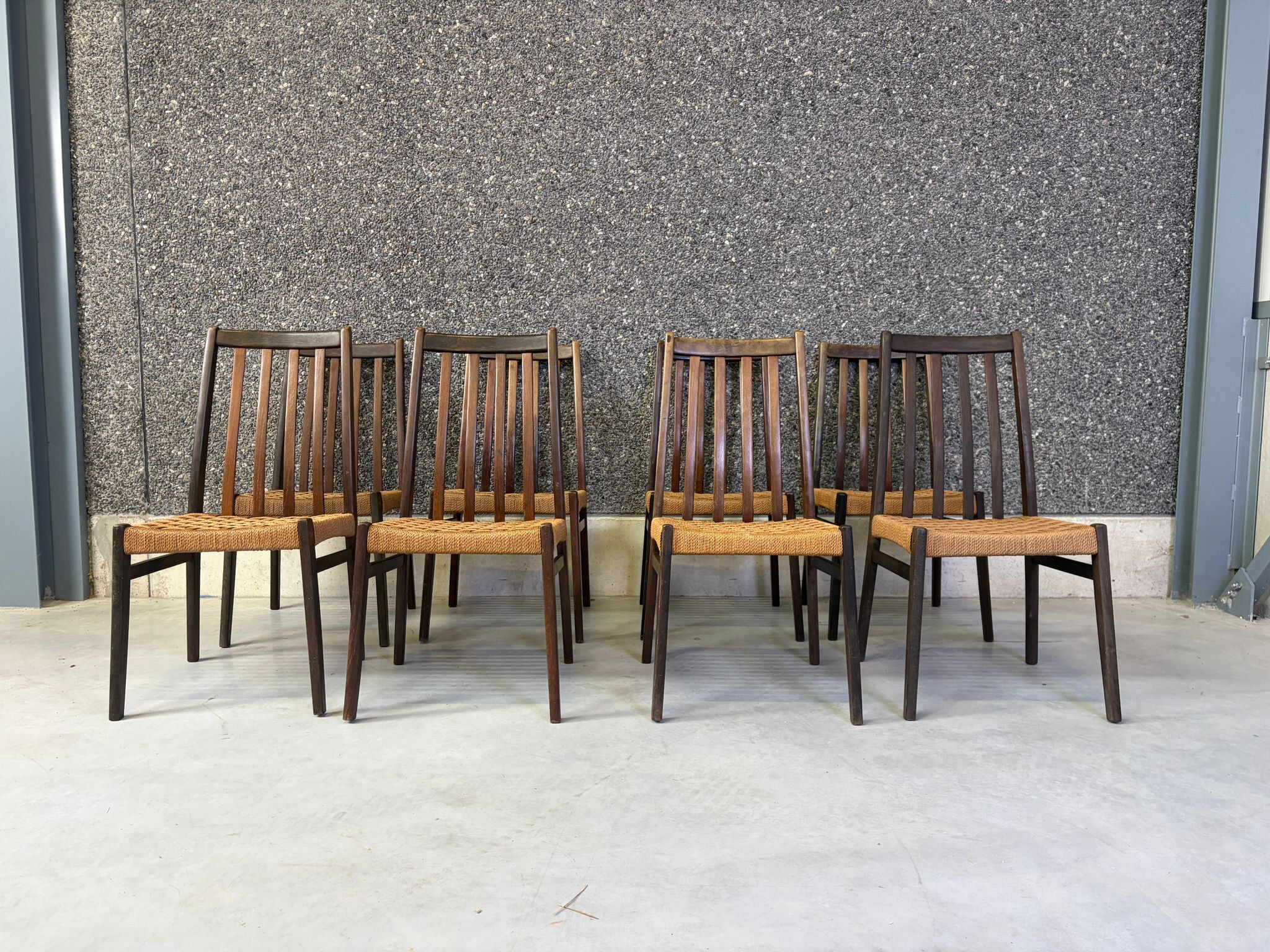 Danish cord dining chairs, set of 8 - 1960s