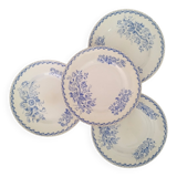 Assiettes Plates Faïence Ancienne Saint Amand Hamage Modèle Flora Vintage