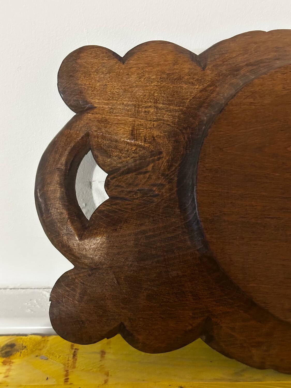 Basket or Pocket Emptying from the 1950s in Carved Wood signed A. Bouchez