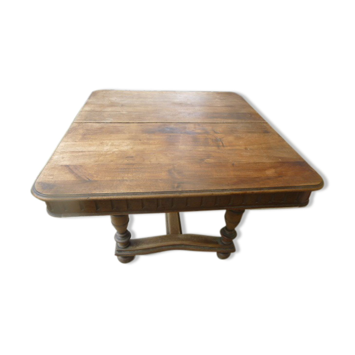 Square wooden table with 3 extensions