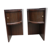 Pair of macassar art deco bedside tables