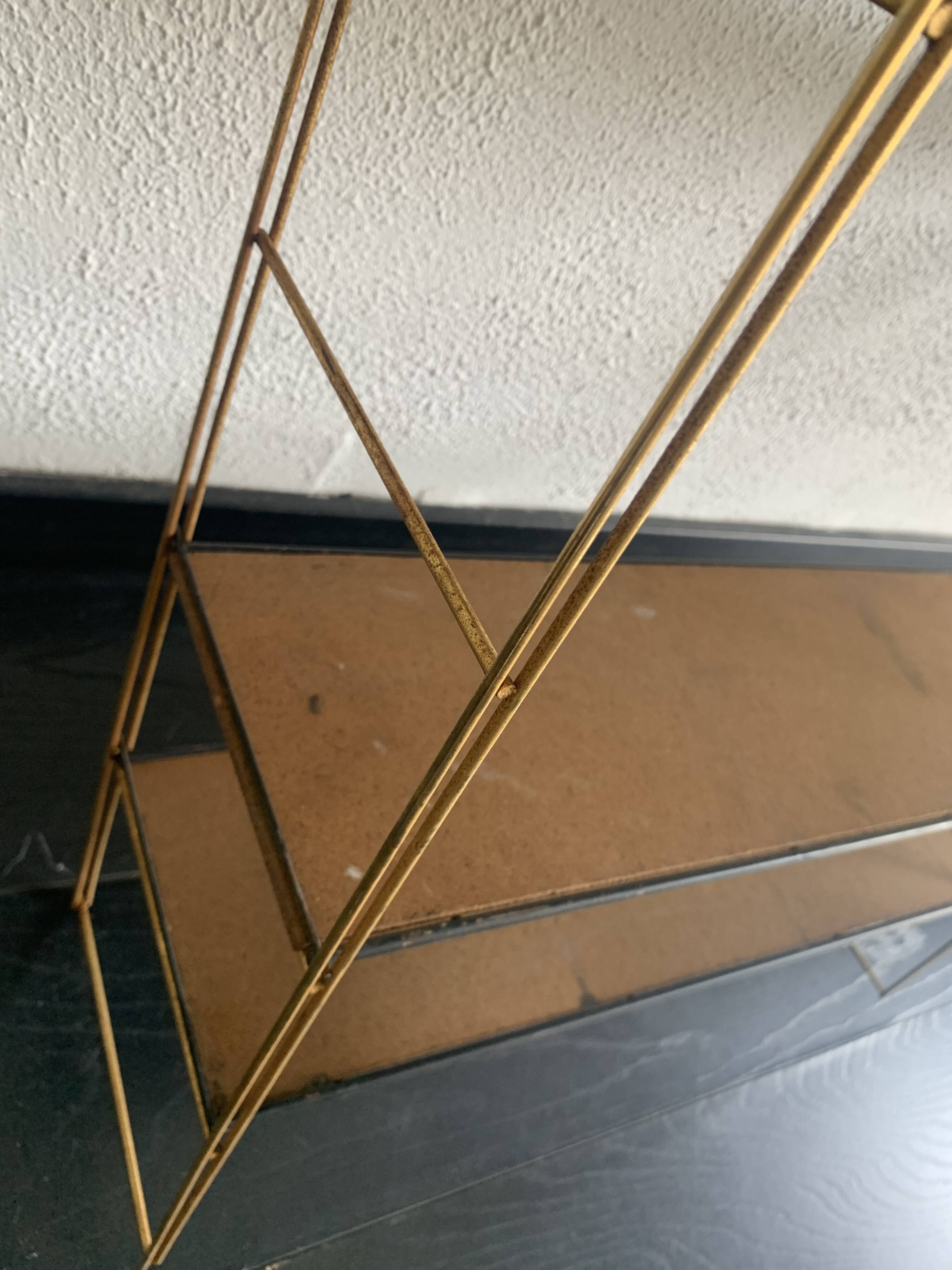 Vintage 1960 String wall shelf in gold wood - 60 x 50 cm
