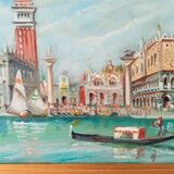 Old oil painting on canvas Venice "Piazza San Marco"