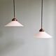 Pair of Art Deco conical white opaline pendants, 1920-30.