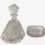 Magnificent series of 2 pieces in chiseled crystal art deco period