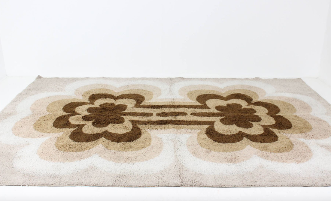 Tapis mid-century scandinave beige style ege rya 1970s