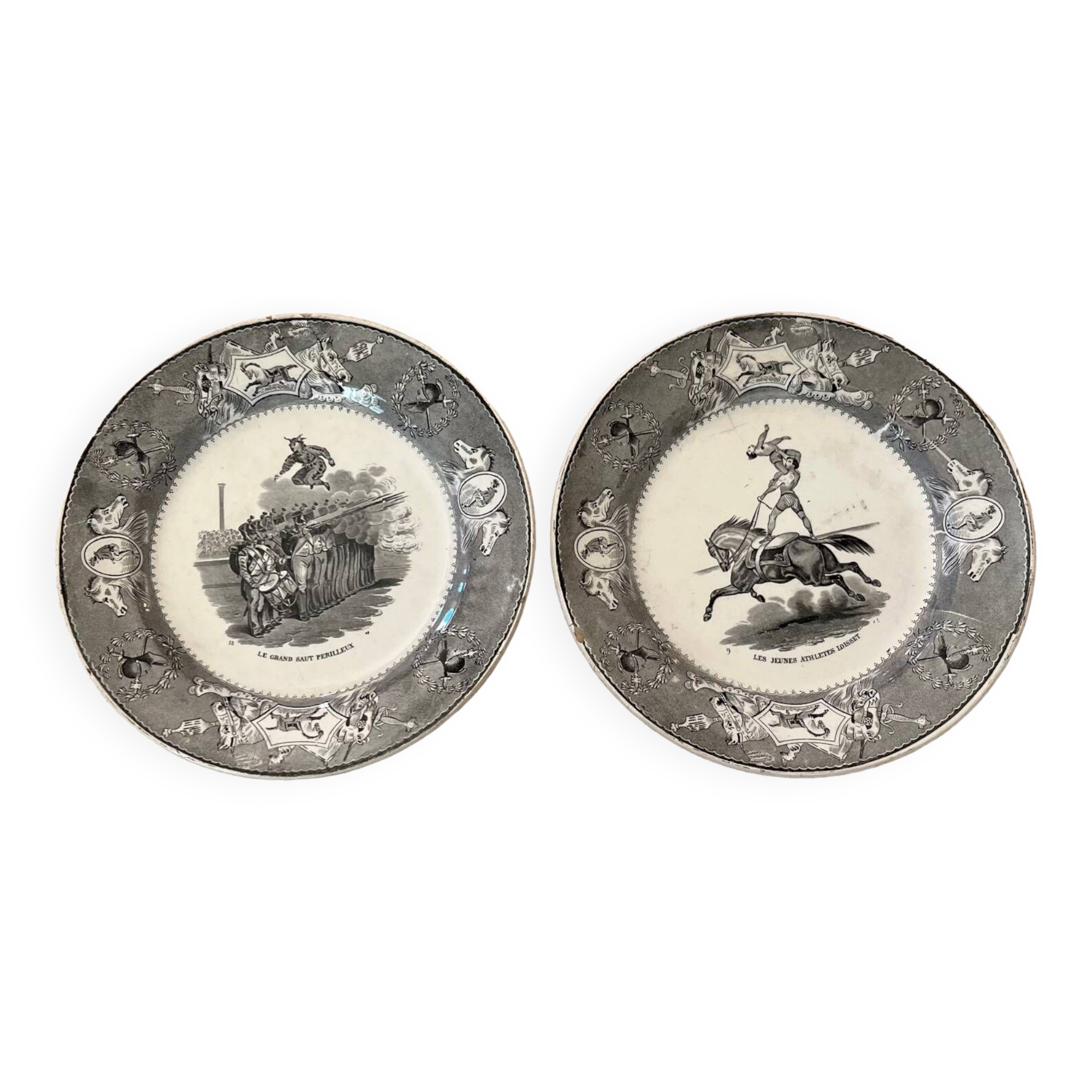 Duo of Creil & Montereau plates, 19th century.