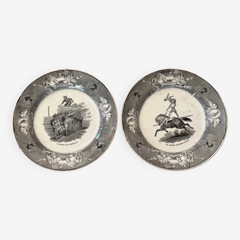 Duo of Creil & Montereau plates, 19th century.