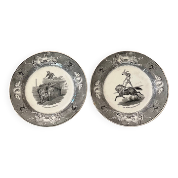 Duo of Creil & Montereau plates, 19th century.