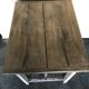 Table vintage wood in raw wood and white industrial chalk