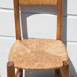Wooden and straw chair x 4, chair with seat and straw back, chalet, countryside, decoration