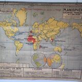 Carte scolaire Vidal Lablache Planisphère Colonies Françaises