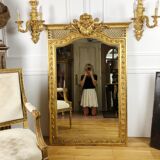 Antique fireplace mirror Napoleon III gilt wood nineteenth 98x146cm