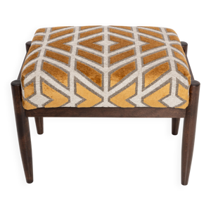 Tabouret vintage en velours - motif