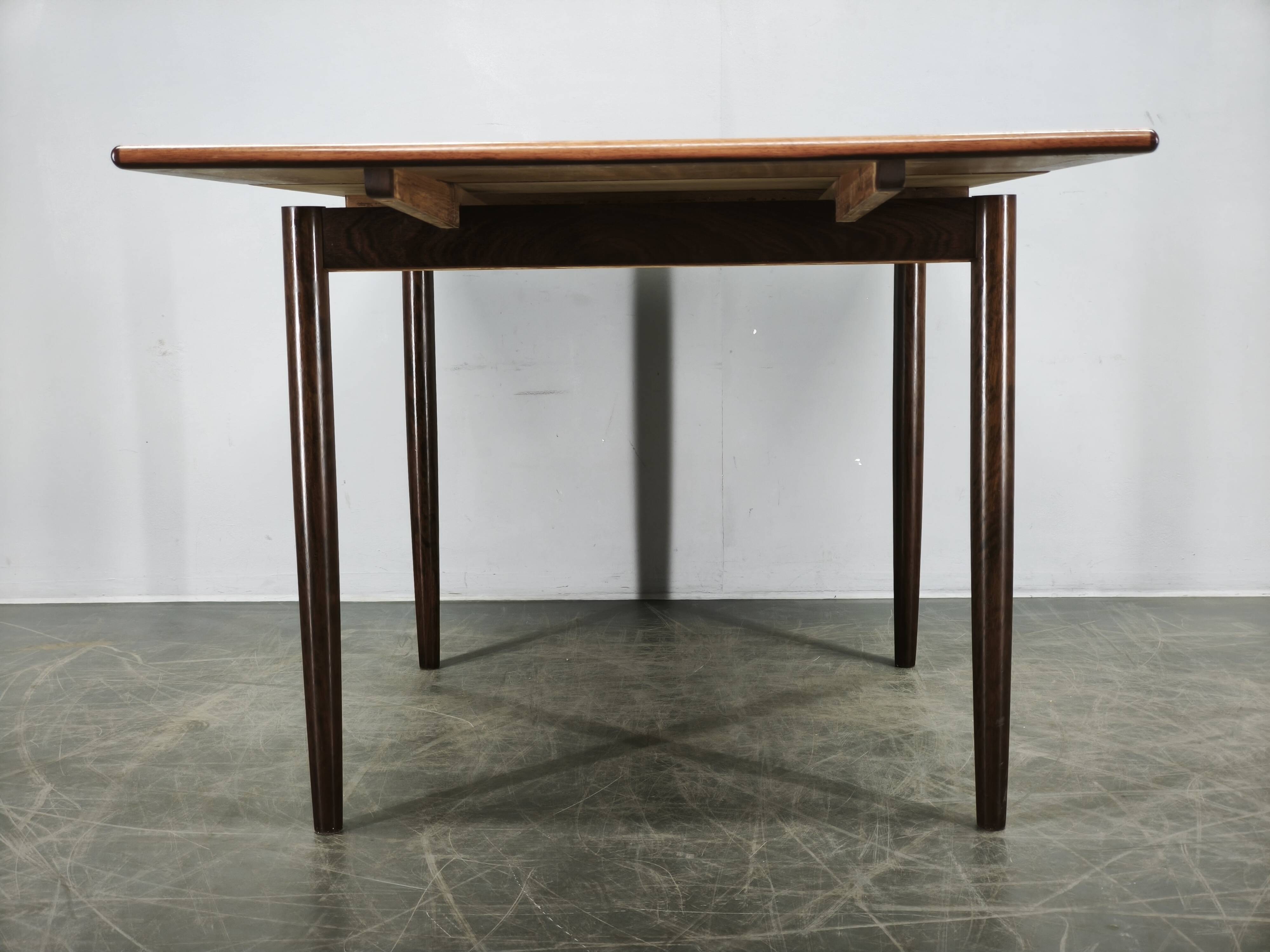 Danish Rosewood Extendable Dining Table, Mid-Century Modern, 1960s