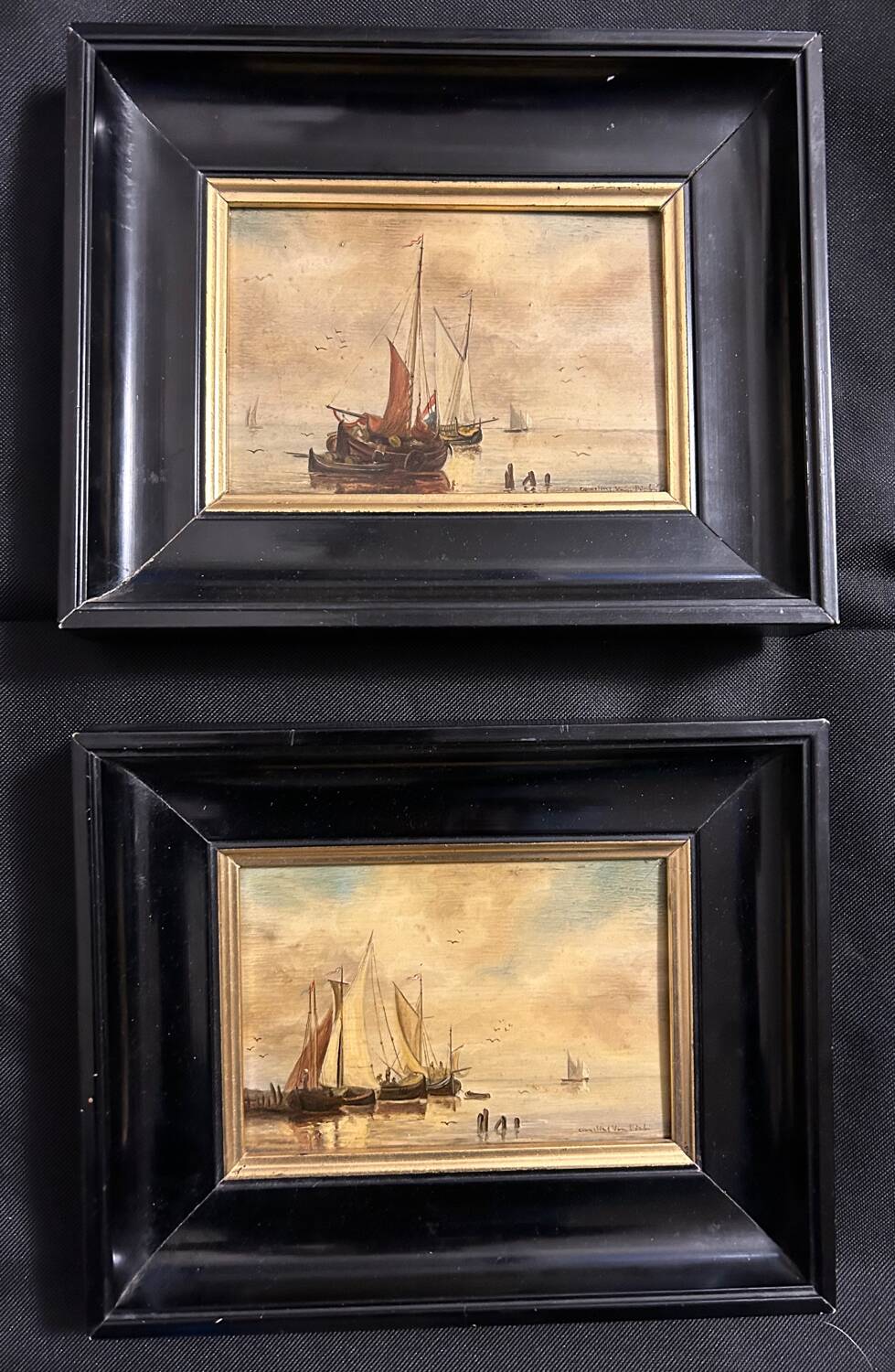 Dutch School From the 20th Century. Marines. Pair of signed oils on panels.