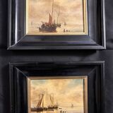 Dutch School From the 20th Century. Marines. Pair of signed oils on panels.