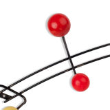 Coat rack in black metal 6 round pegs 1950s