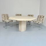 Table de repas en travertin épais design italien des années 70 vintage