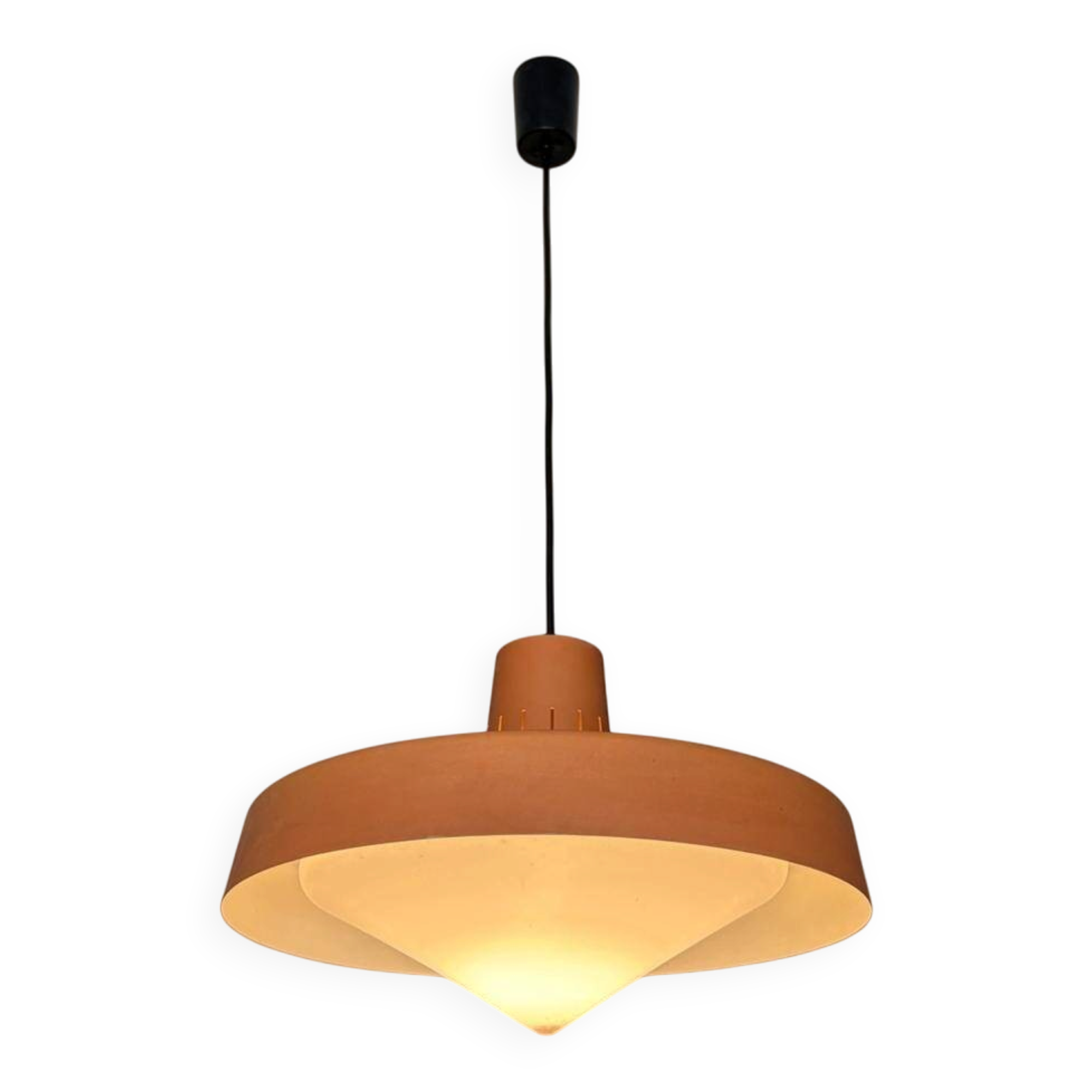 Lustre vintage en métal saumon orange / suspension