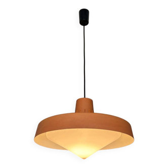 Vintage orange salmon metal chandelier