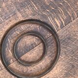 Milking tabouret, old wood turns and chiseled