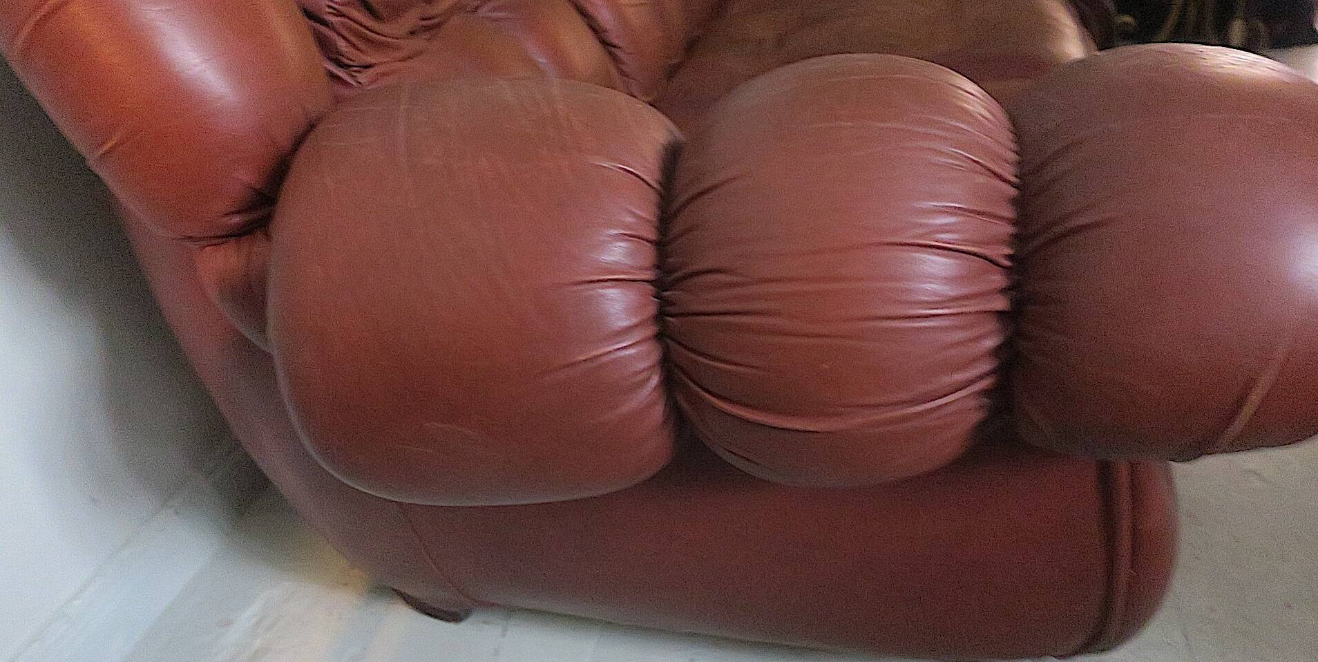 Italian voluminous leather 3-seater sofa after Rino Maturi 230 cm, 1970s