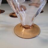 Set of 6 faceted amber stemmed glasses – French glassware from the 60s/70s