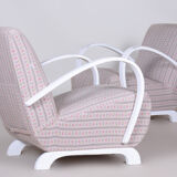 Original pair of white art deco beech armchairs, czechia, 1930s