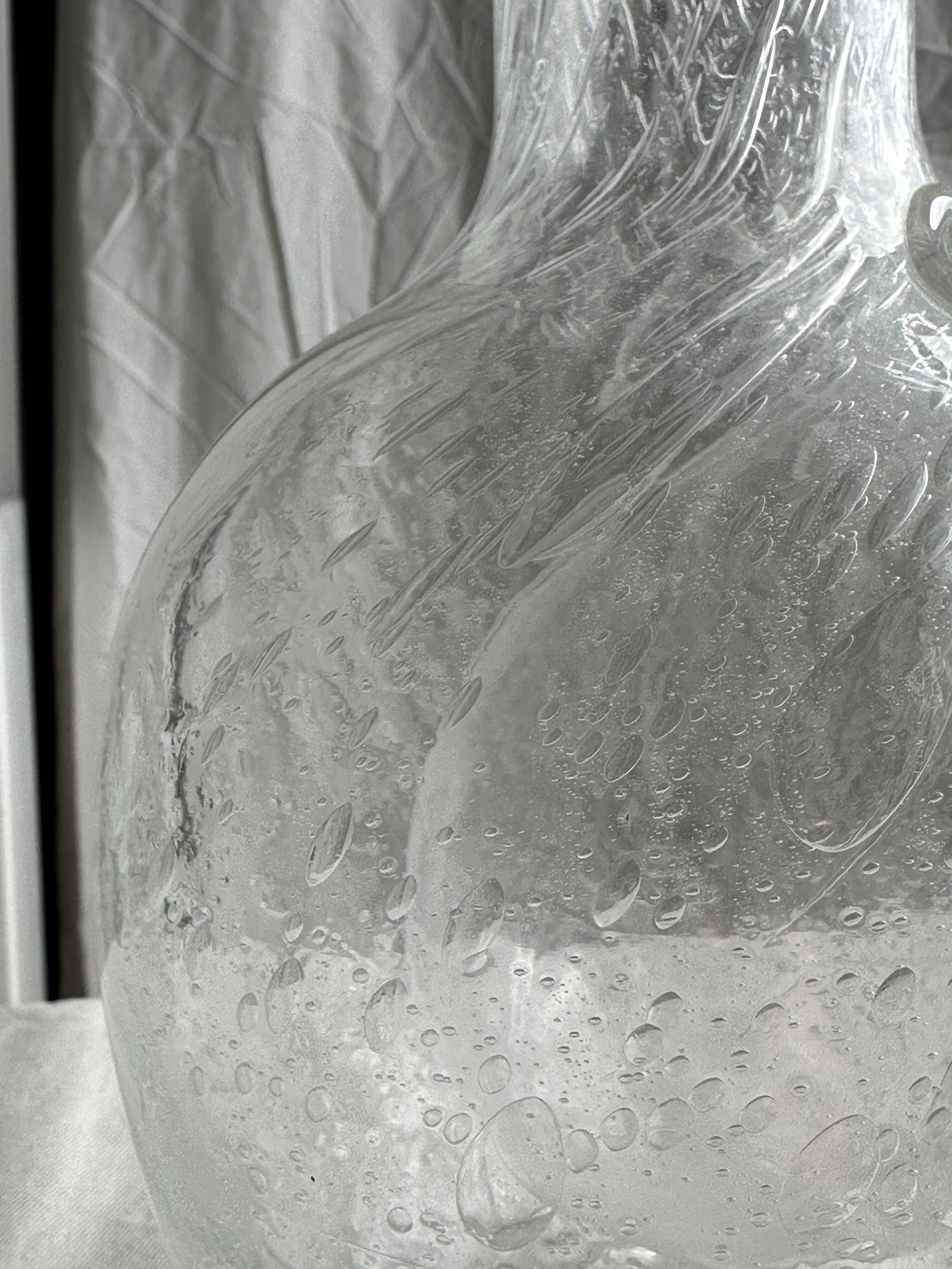 Large blown glass carafe with ice cube compartment Biot