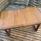 Extendable teak table, sled base, vintage style.