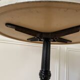 Bistro table, vintage side table, cast iron legs, imitation resin top