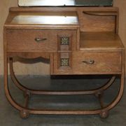 Art Deco whitewashed oak dressing table with Heal's stool.