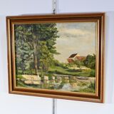 Gouache sur Bois, signed M.Cauvet – 1958