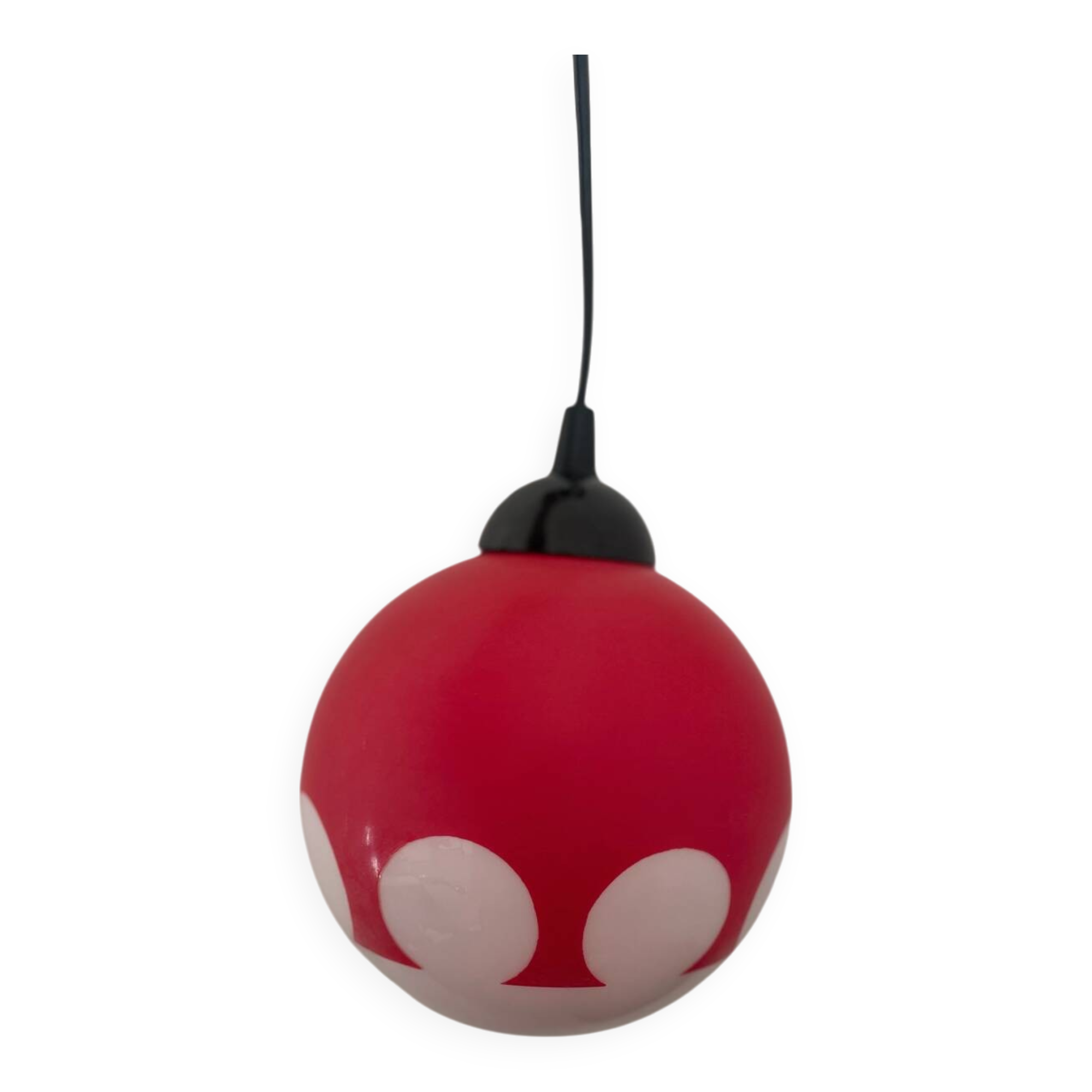 Retro opaline pendant light – Red & white
