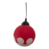 Suspension rétro en opaline – Rouge & blanc