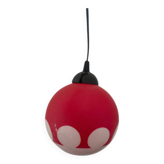 Retro opaline pendant light – Red & white