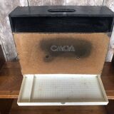 Old small bird cage caoa wood + metal + plastic tray vintage