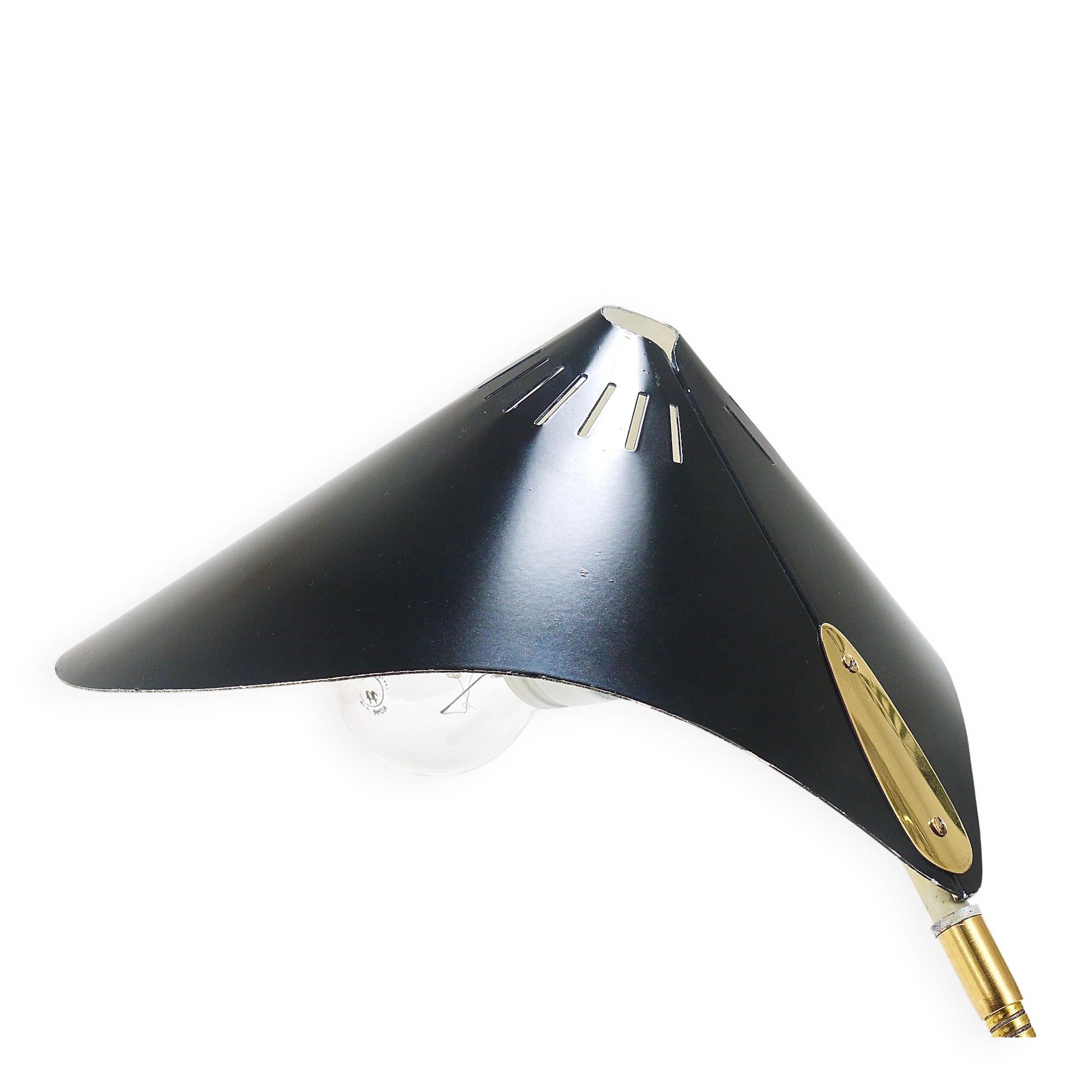 1950s Cosack Cobra black desk or table lamp in brass, mid-century, Stilnovo style.