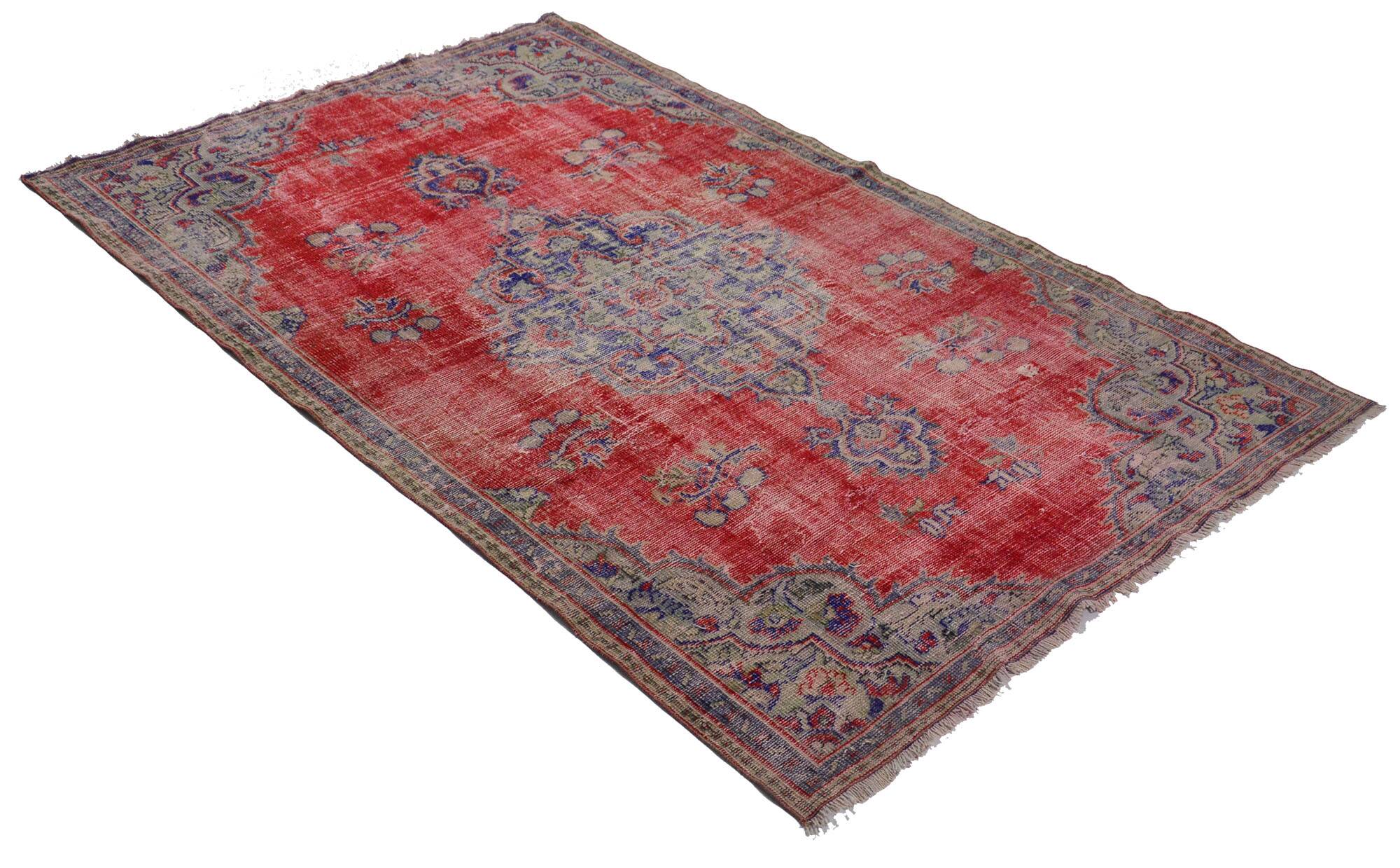 Turkish Anatolian Handmade Vintage Rug 244 cm x 158 cm